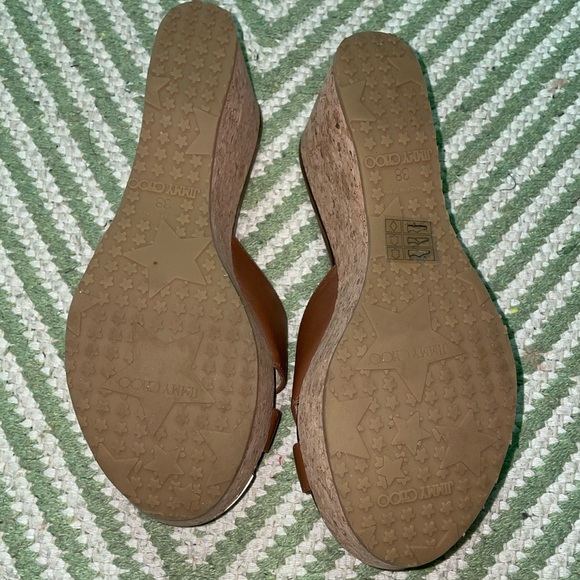 Jimmy Choo Platform Sandals Prima Cork Wedge Slides - Picture 8 of 13